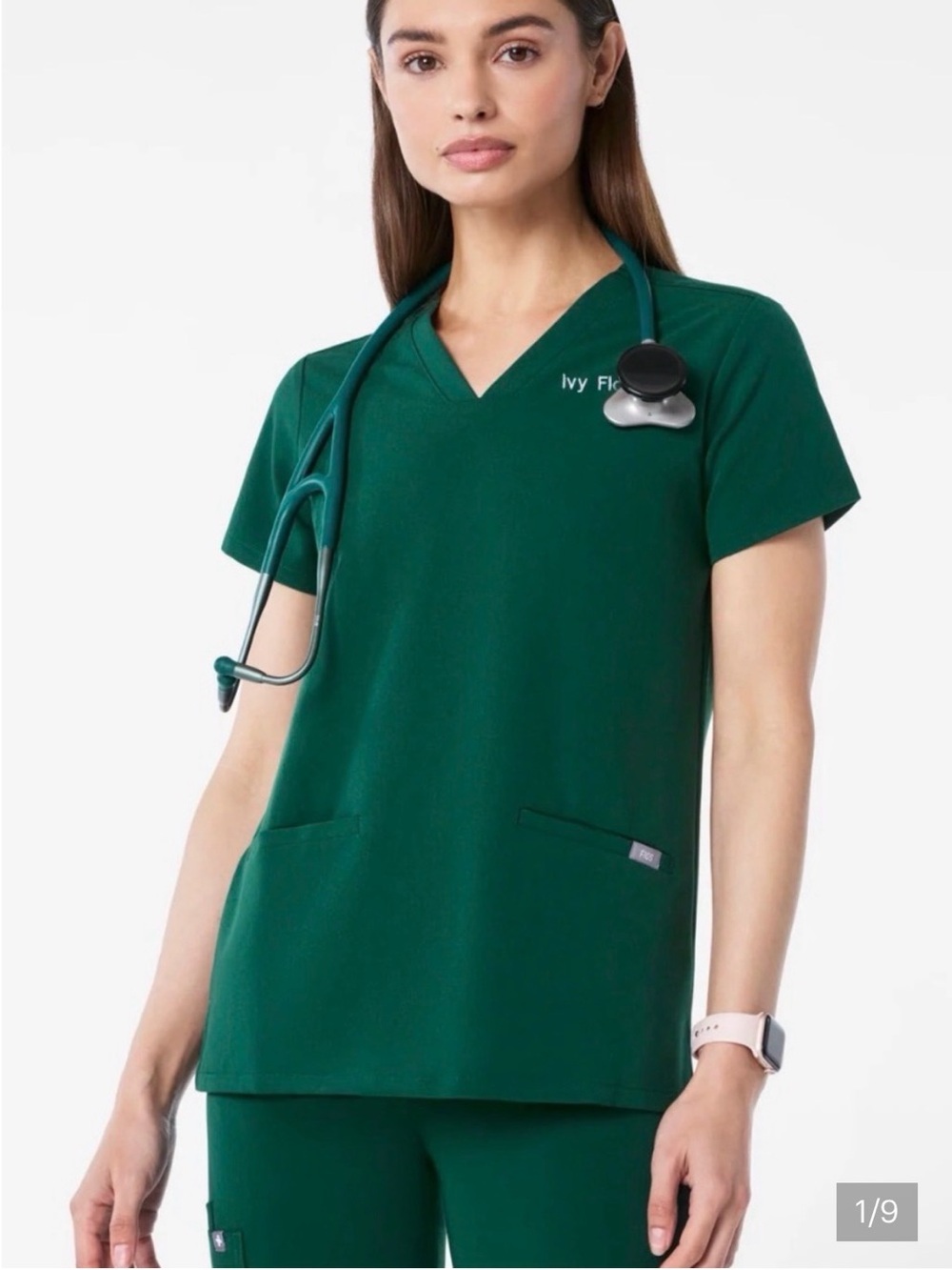 FIGS Casma Scrub Top in Hunter green po 1661 sz medium